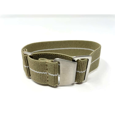 Marine Nationale Military Style Elastic Strap - Khaki & White